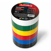 Набор изоленты APRO PRO+ Series 0.13×19 мм, 20 м (6 цветов), самозатухающая Набор изоленты APRO PRO+ Series 0.13×19 мм, 20 м (6 цветов), самозатухающая