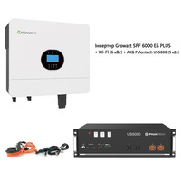 Комплект инвертор  Growatt SPF 6000 ES PLUS + Wi-Fi (6 квт) + АКБ Pylontech US5000 (5 kwt) + силовые провода