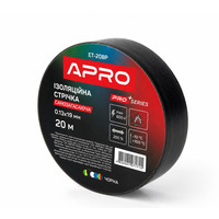 Изолента APRO PRO+ 0.13×19 мм (20 м) черная самозатухающая Изолента APRO PRO+ 0.13×19 мм (20 м) черная самозатухающая